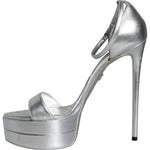 Dolce & Gabbana Silver KEIRA Heels Ankle Strap Sandals Shoes Dolce & Gabbana Dark Gray