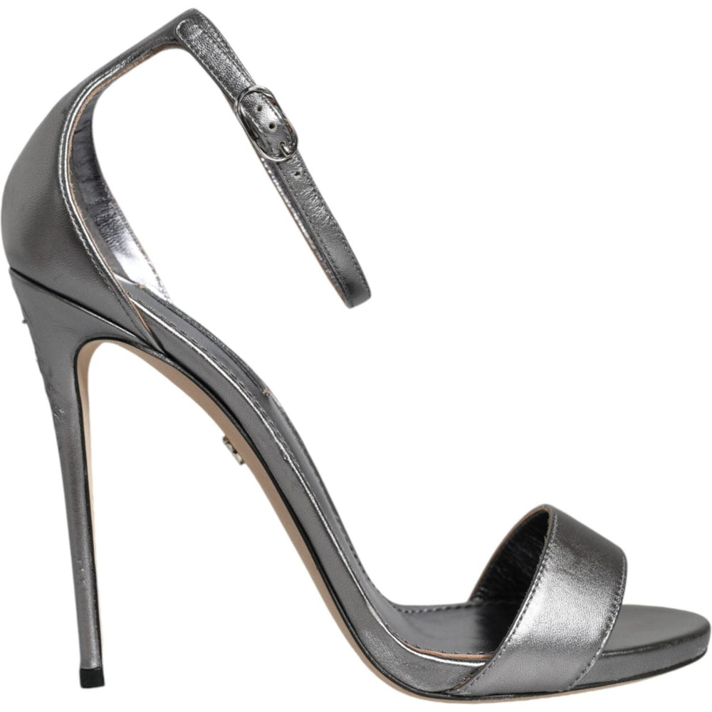 Dolce & Gabbana Silver KEIRA Heels Ankle Strap Sandals Shoes Dolce & Gabbana Dim Gray