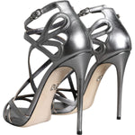 Dolce & Gabbana Silver Keira Leather Heels Sandals Shoes Dolce & Gabbana Dim Gray