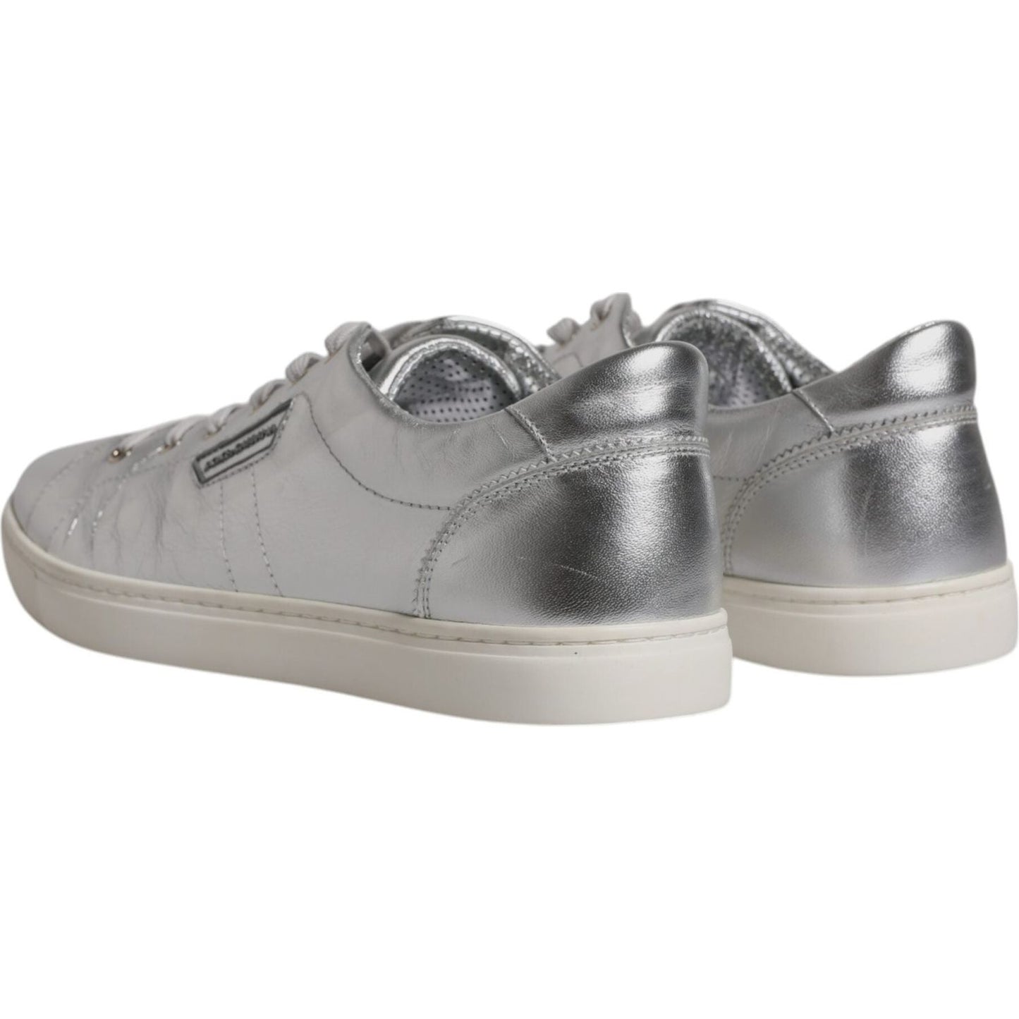 Dolce & Gabbana Dolce & Gabbana Silver London Low Top Leather Sneakers Shoes MV6421-43 1728,67345645728,Dolce & Gabbana,EU43/US10,Material: 100% Calf Leather,Men,Preowned / Defect,Silver,Sneakers - Men - Shoes