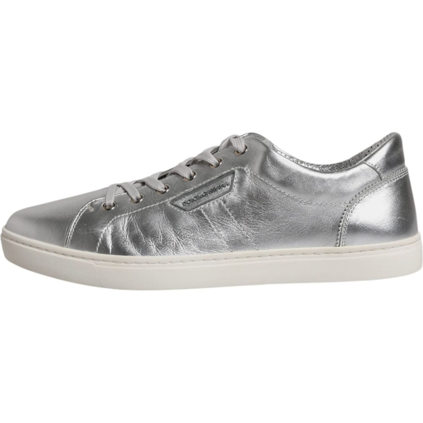 Dolce & Gabbana Dolce & Gabbana Silver London Low Top Leather Sneakers Shoes MV6421-43 1728,67345645728,Dolce & Gabbana,EU43/US10,Material: 100% Calf Leather,Men,Preowned / Defect,Silver,Sneakers - Men - Shoes