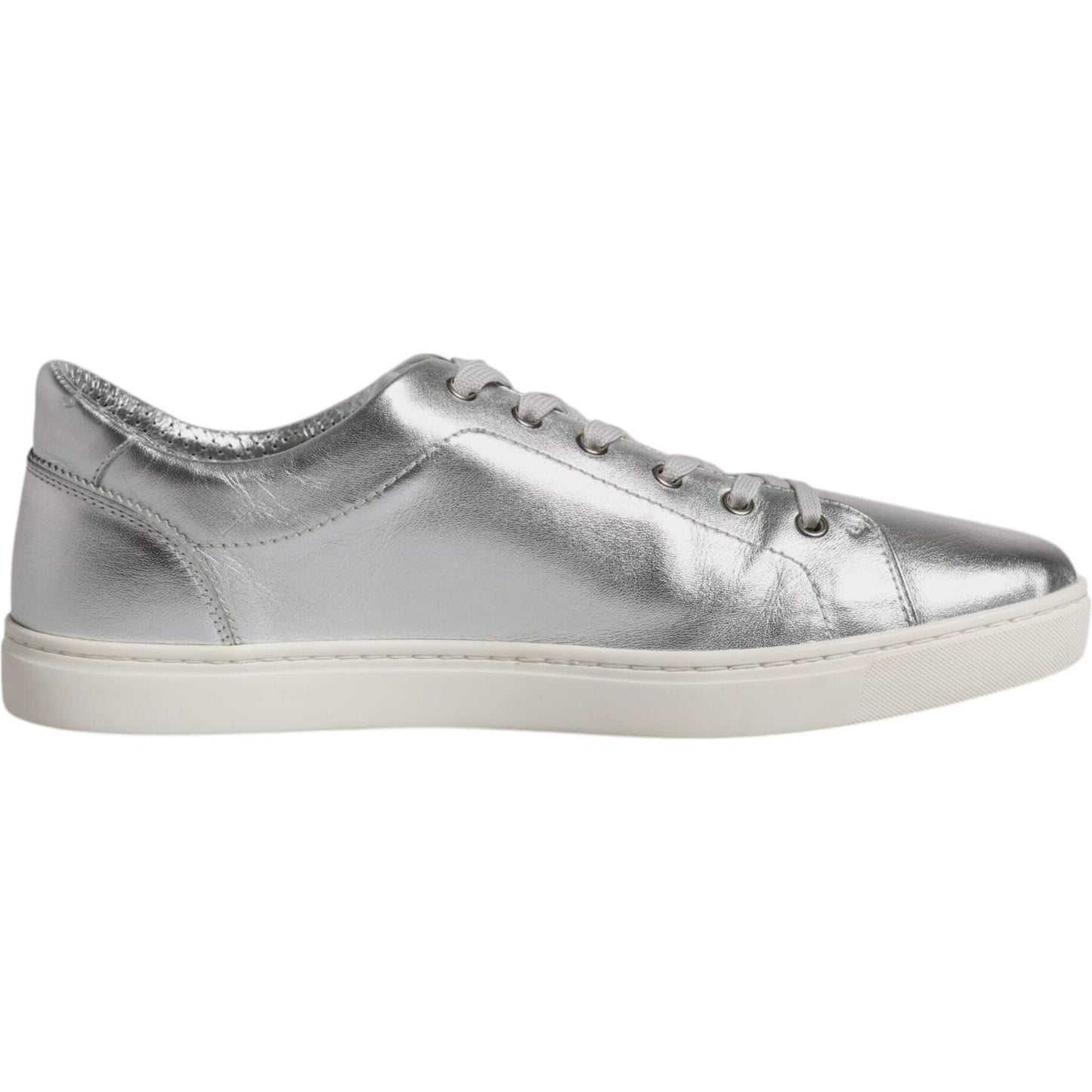 Dolce & Gabbana Dolce & Gabbana Silver London Low Top Leather Sneakers Shoes MV6421-43 1728,67345645728,Dolce & Gabbana,EU43/US10,Material: 100% Calf Leather,Men,Preowned / Defect,Silver,Sneakers - Men - Shoes
