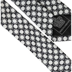 Dolce & Gabbana White Circles 100% Silk Adjustable Tie Dolce & Gabbana Light Gray