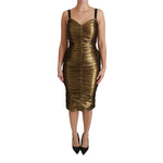 Dolce & Gabbana Gold Metallic Stretch Bodycon Ruched Dress DR2489#2-40