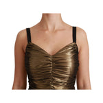 Dolce & Gabbana Gold Metallic Stretch Bodycon Ruched Dress DR2489#2-40