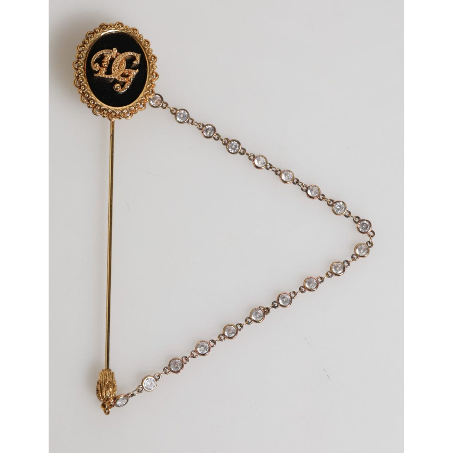 Dolce & Gabbana Lapel Pin DG Logo Gold Chain Mens Accessories Brooch SMY11006