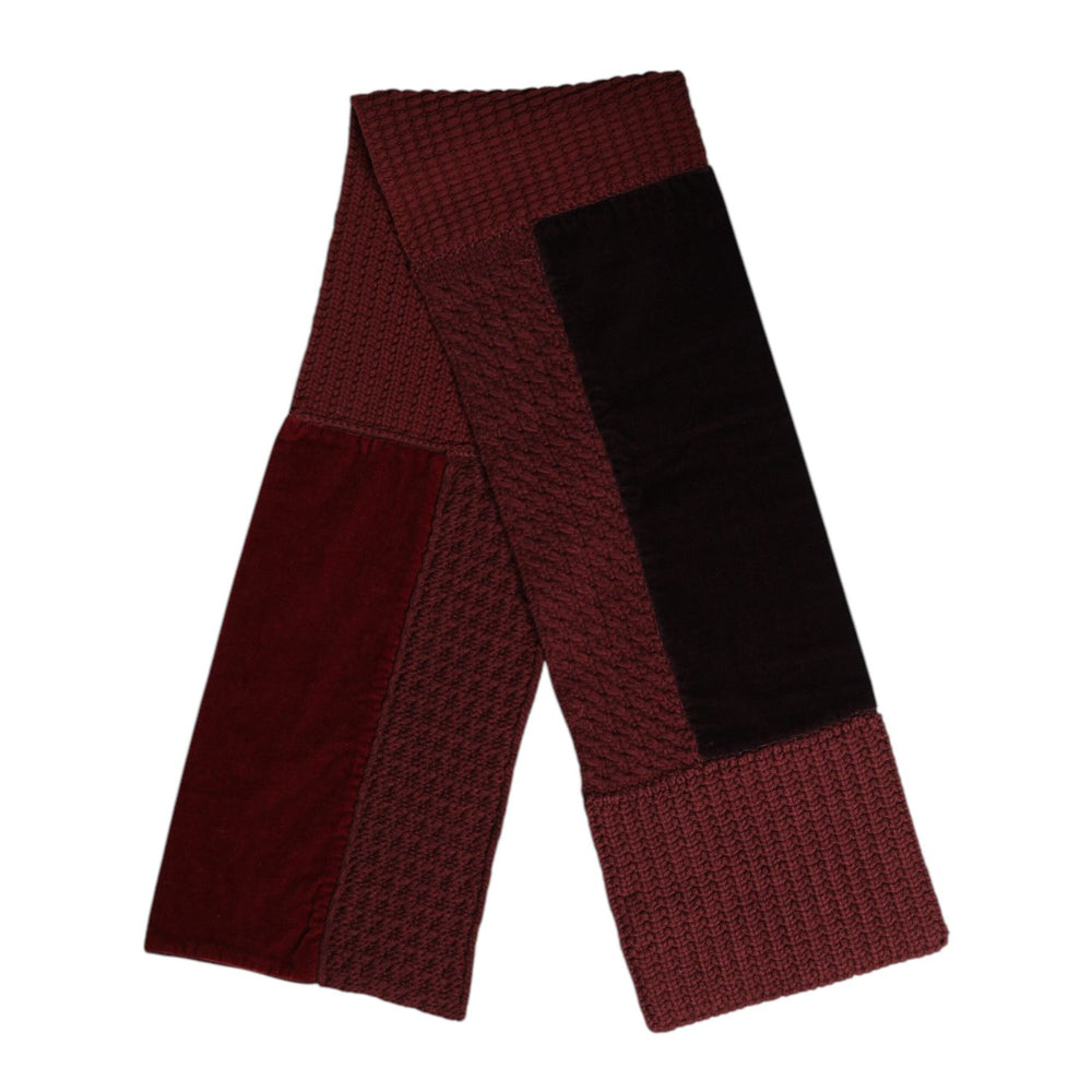 Dolce & Gabbana Maroon Black Neck Warmer Wrap Shawl Scarf MS7456