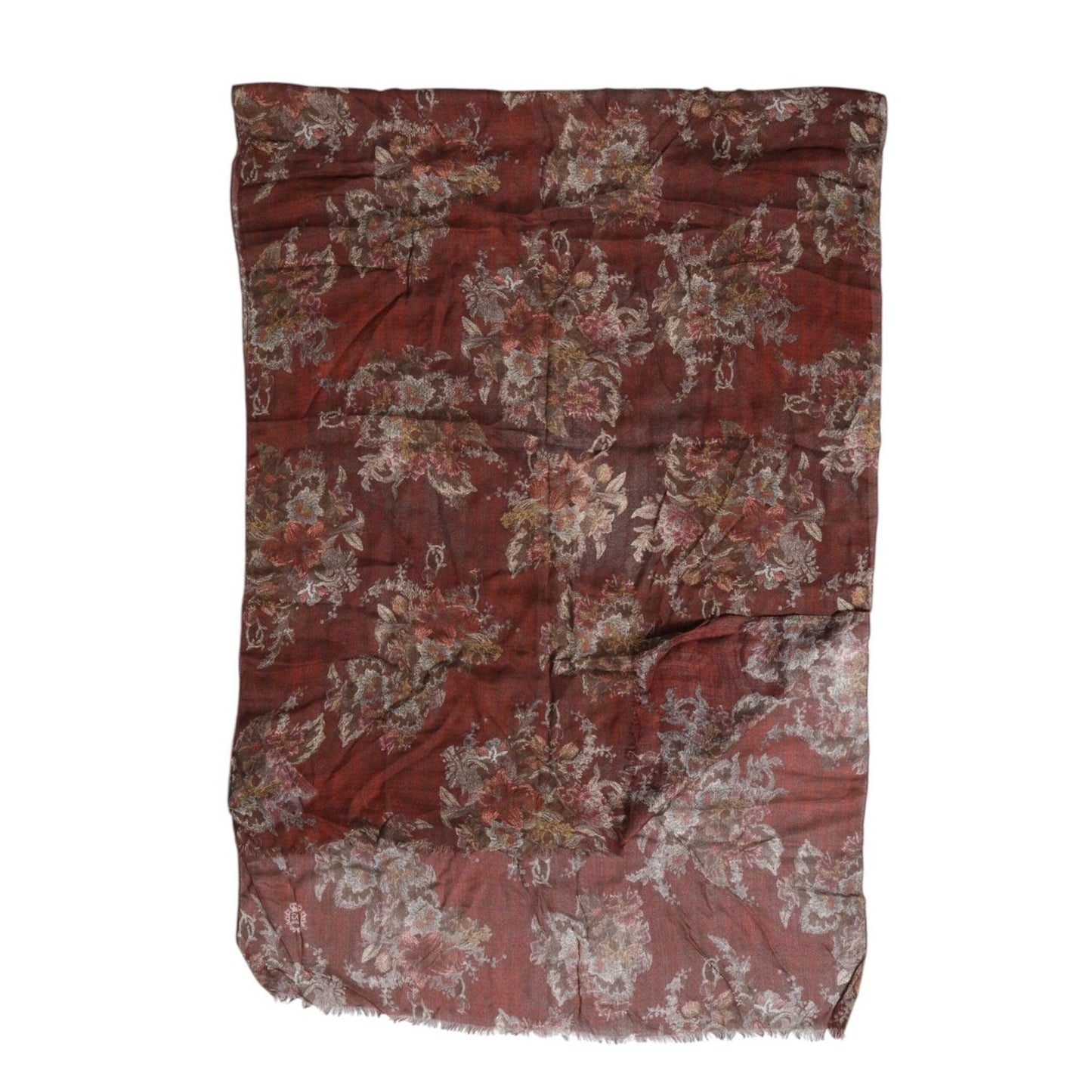 Dolce & Gabbana Maroon Floral Neck Warmer Foulard Scarf MS7553