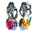 Dolce & Gabbana Multicolor Floral Appliqué Crystal Sandal Shoes LA12935-37