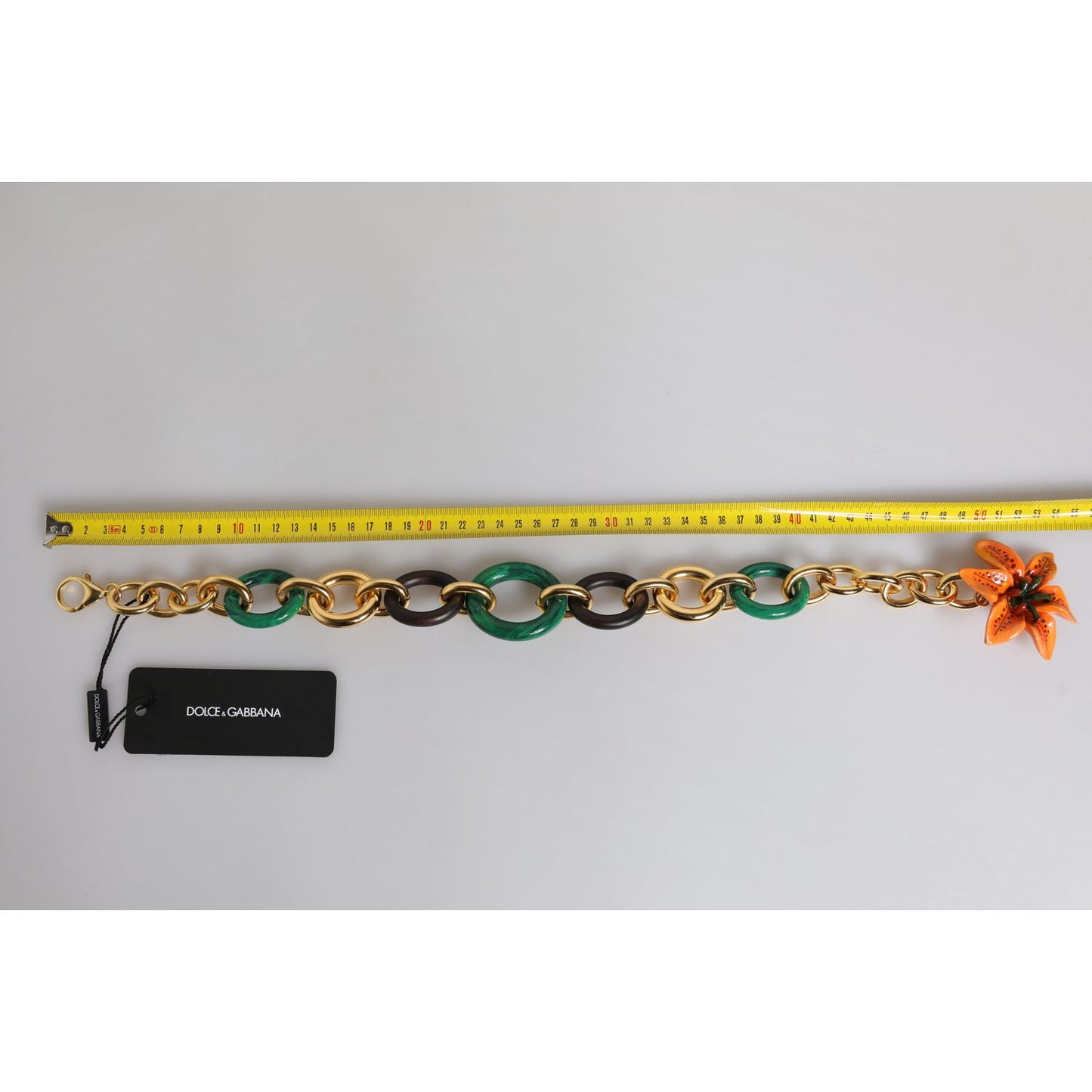 Dolce & Gabbana Multicolor Gold Brass Orange Lily Floral Chain Necklace SMY10453