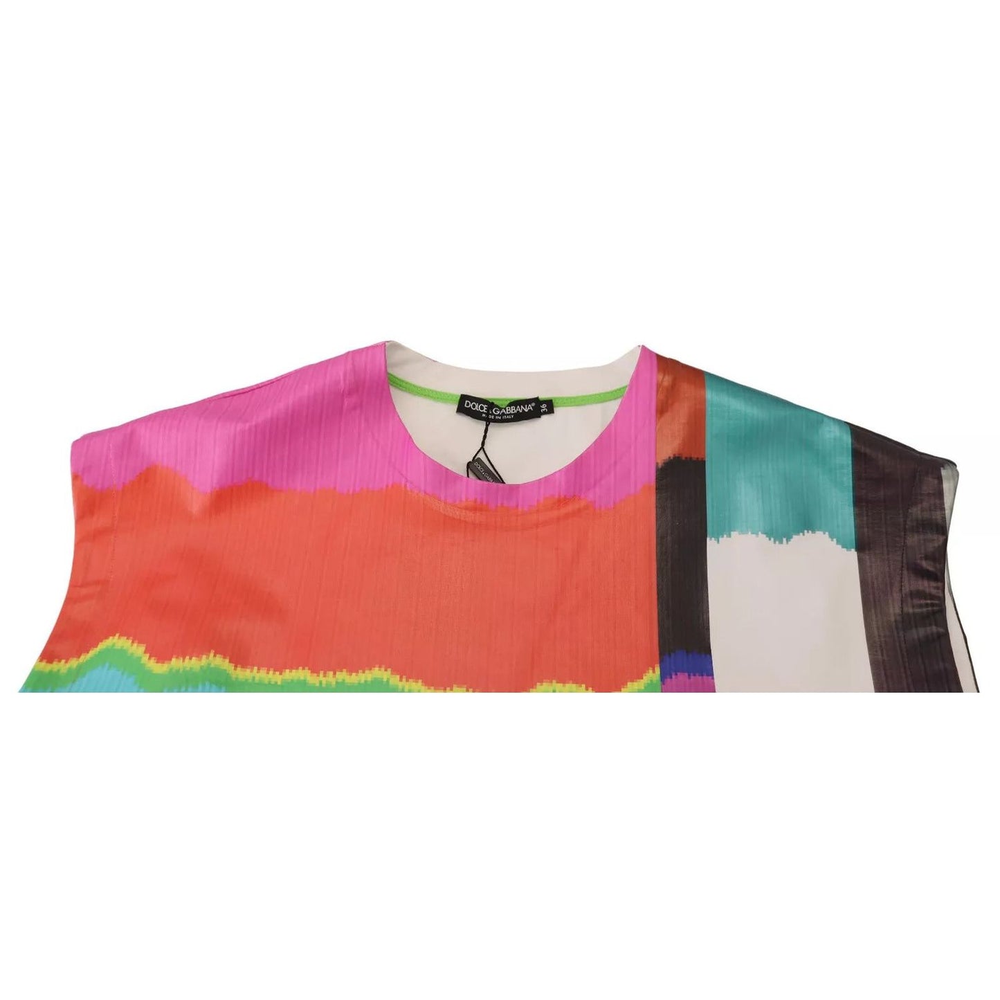 Dolce & Gabbana Multicolor Print Blouse Cotton Tank TV Print T-shirt TSH83240-36