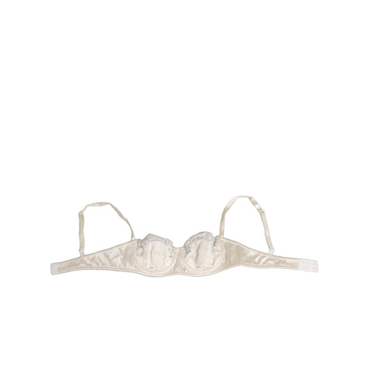 Dolce & Gabbana Off White Silk Underwired Balconette Bra Underwear