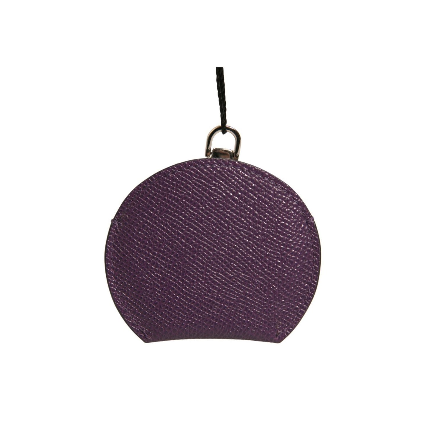 Dolce & Gabbana Purple Calfskin Leather Round Logo Hand Mirror Holder