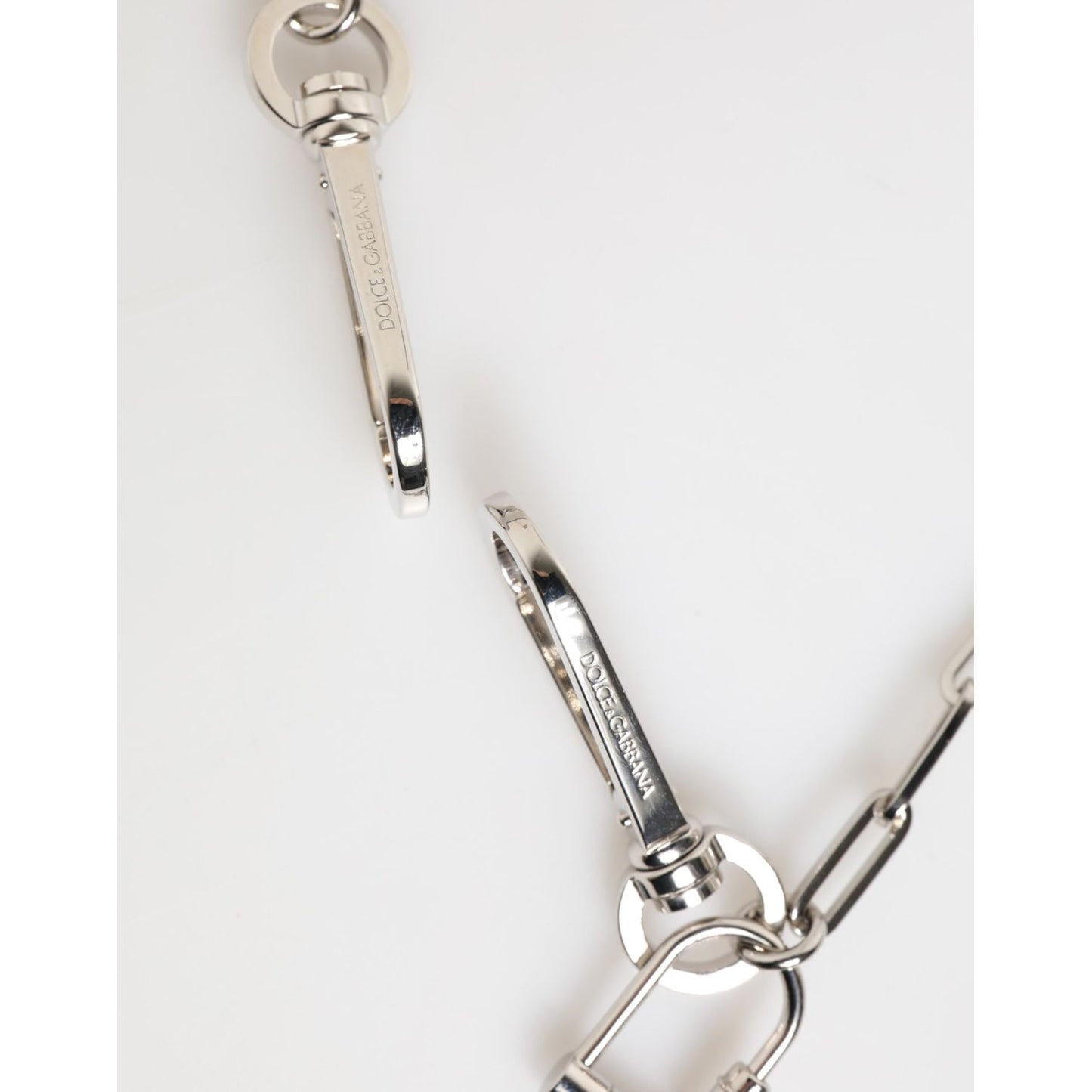 Dolce & Gabbana Silver Tone Metal Chain DG Logo Pendant Men Necklace SMY11024