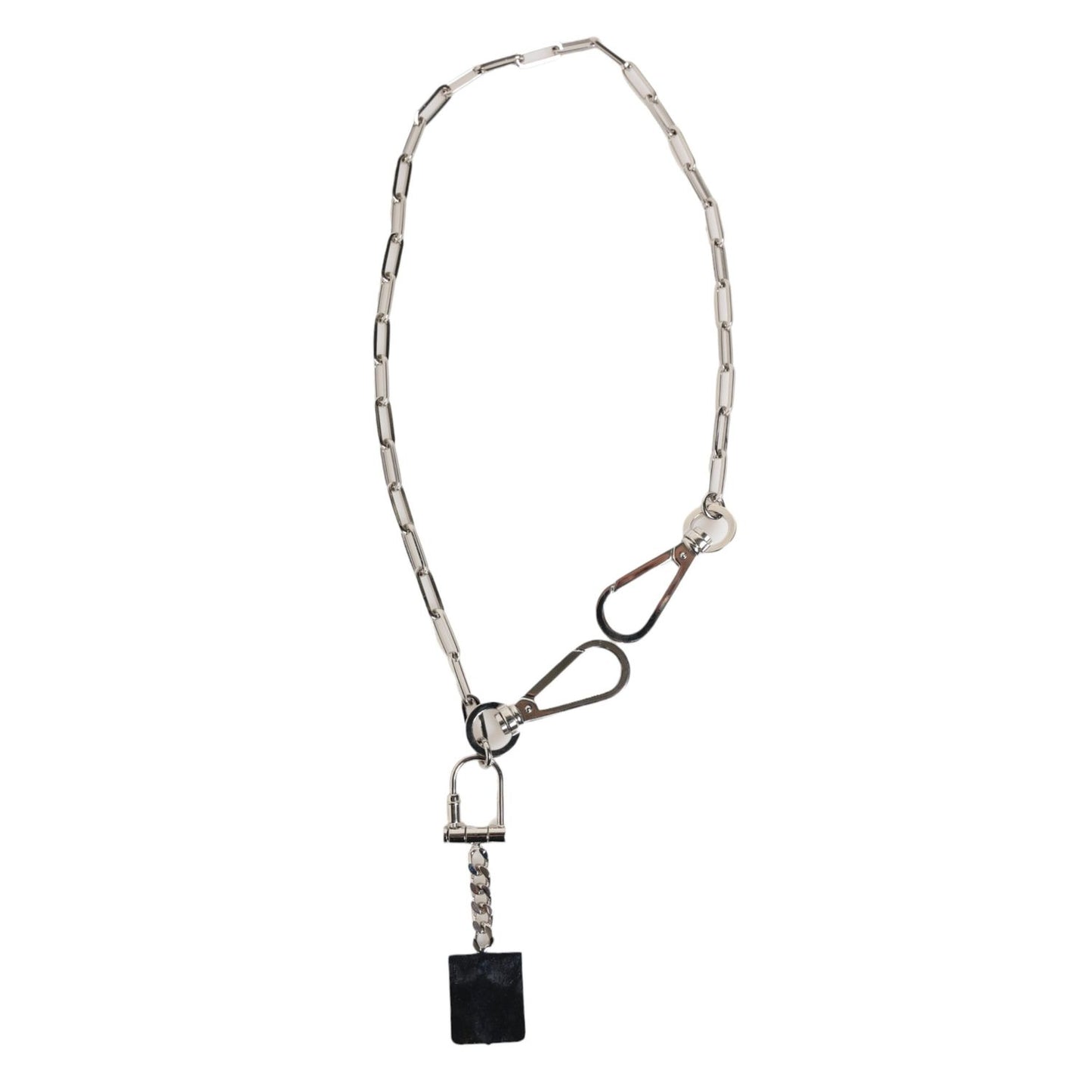 Dolce & Gabbana Silver Tone Metal Chain DG Logo Pendant Men Necklace SMY11024