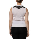 Dolce & Gabbana White Cashmere Floral Lace Detailing Tank Top THS90406-38