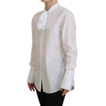 Dolce & Gabbana White Cotton Collared Long Sleeves Formal Top TSH82997-36