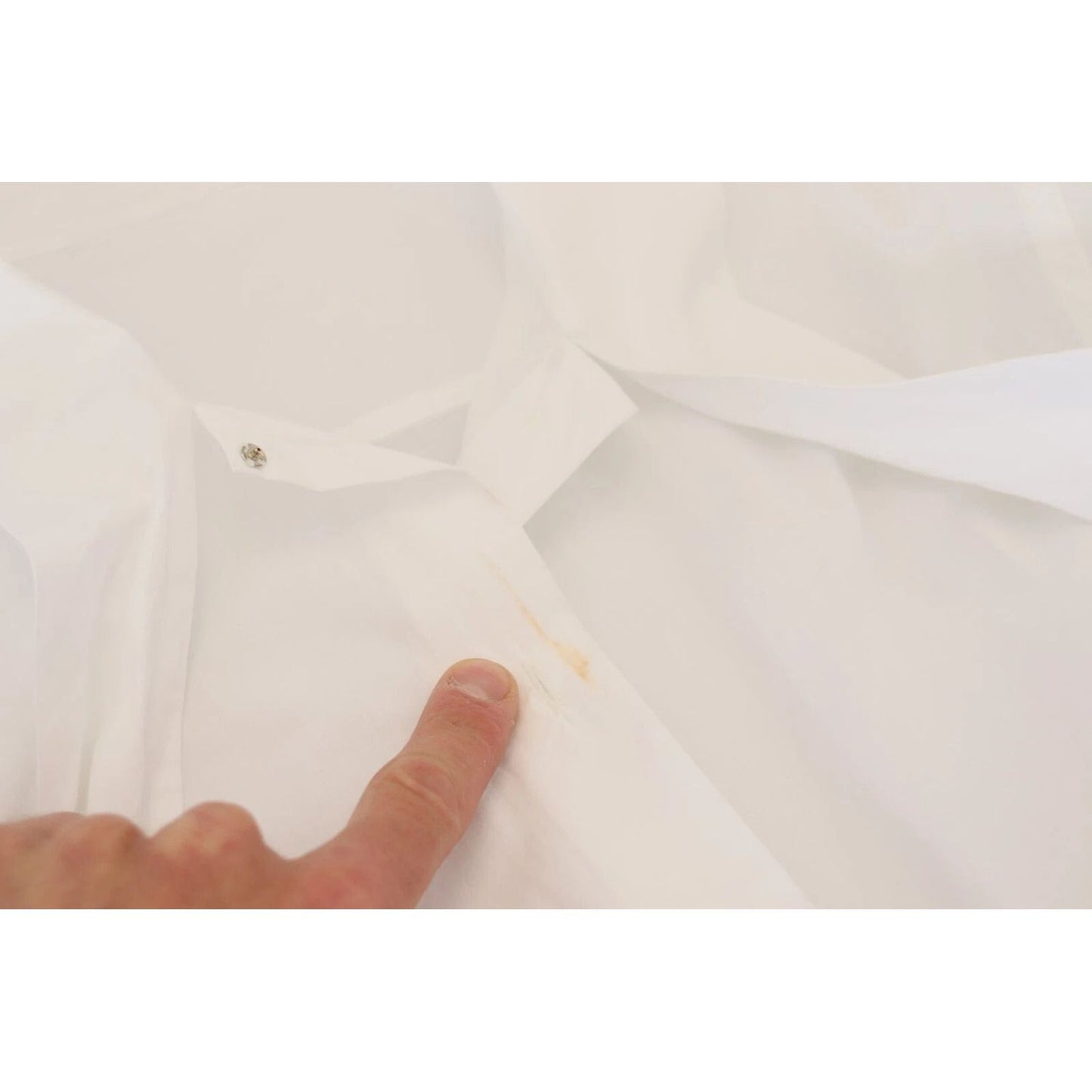 Dolce & Gabbana White Cotton Collared Long Sleeves Formal Top TSH82997-36