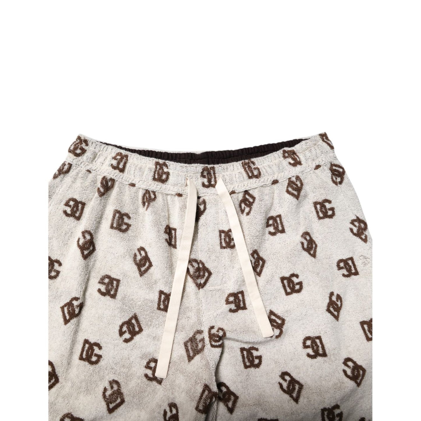 Dolce & Gabbana White Cotton DG Mania Print Men Bermuda Shorts PAN76247-48