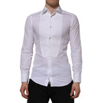 Dolce & Gabbana White Cotton GOLD Bib Poplin Formal Shirt TSH90585-38