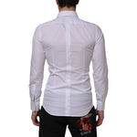 Dolce & Gabbana White Cotton GOLD Bib Poplin Formal Shirt TSH90585-38