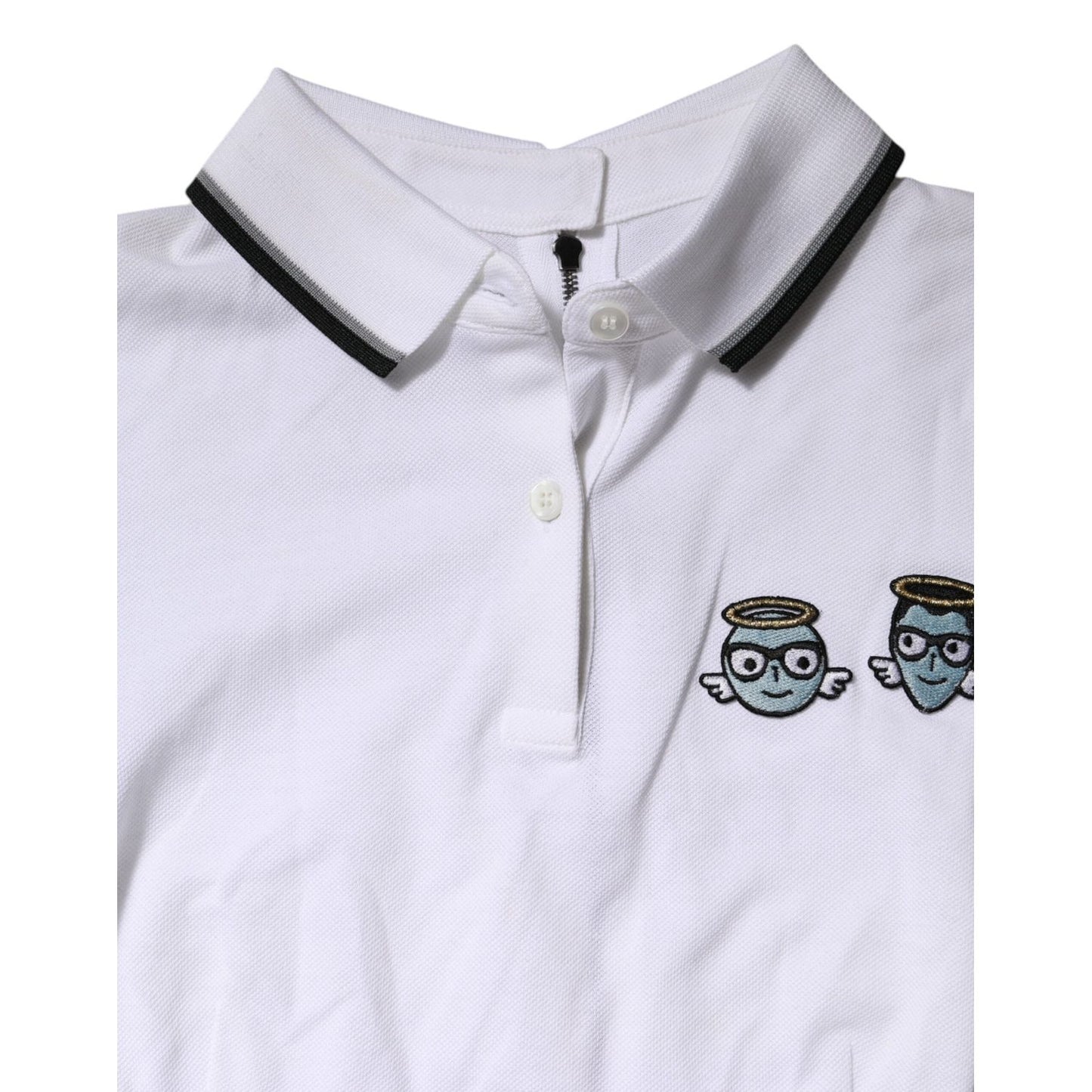 Dolce & Gabbana White Cotton Short Sleeves Collared Polo Top TSH87143-38