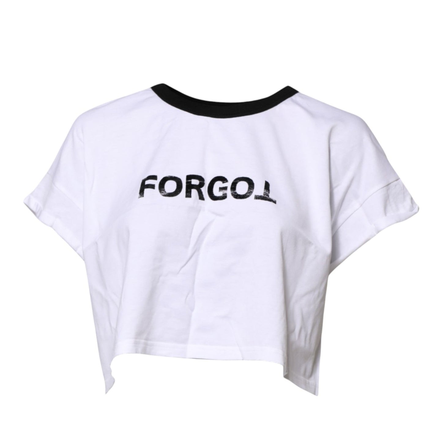 Dolce & Gabbana White Graphic Print Crew Neck Cropped T-shirt TSH906755-46