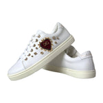 Dolce & Gabbana White Leather Gold Red Heart Sneakers Shoes LA8916-36.5