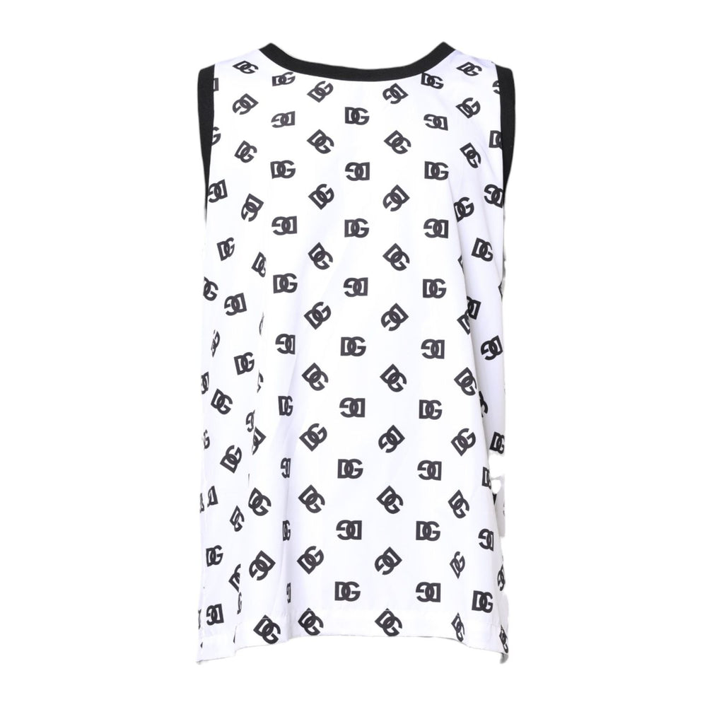 Dolce & Gabbana White Polyester Sleeveless DG Logo T-shirt TSH90337-50