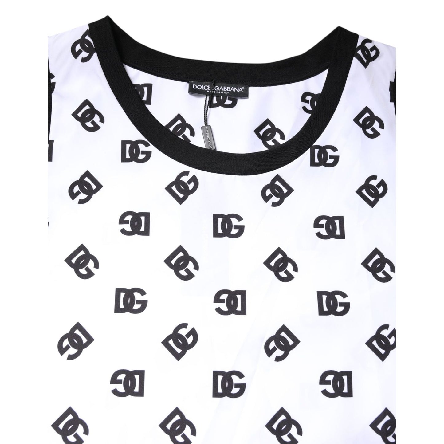 Dolce & Gabbana White Polyester Sleeveless DG Logo T-shirt TSH90337-50