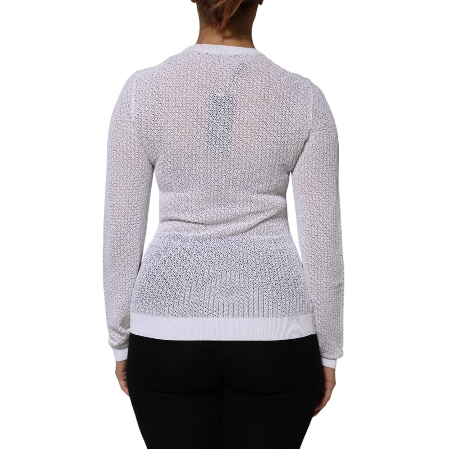 Dolce & Gabbana White Round Neck Long Sleeves Pullover Top TSH90675-42