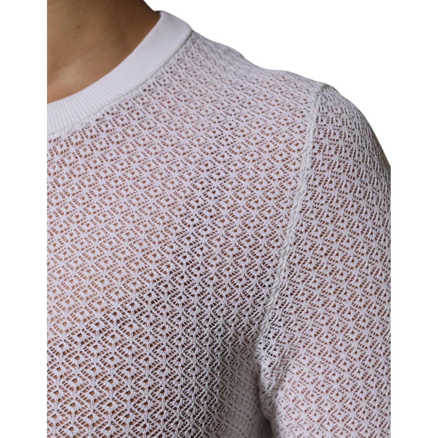 Dolce & Gabbana White Round Neck Long Sleeves Pullover Top TSH90675-42