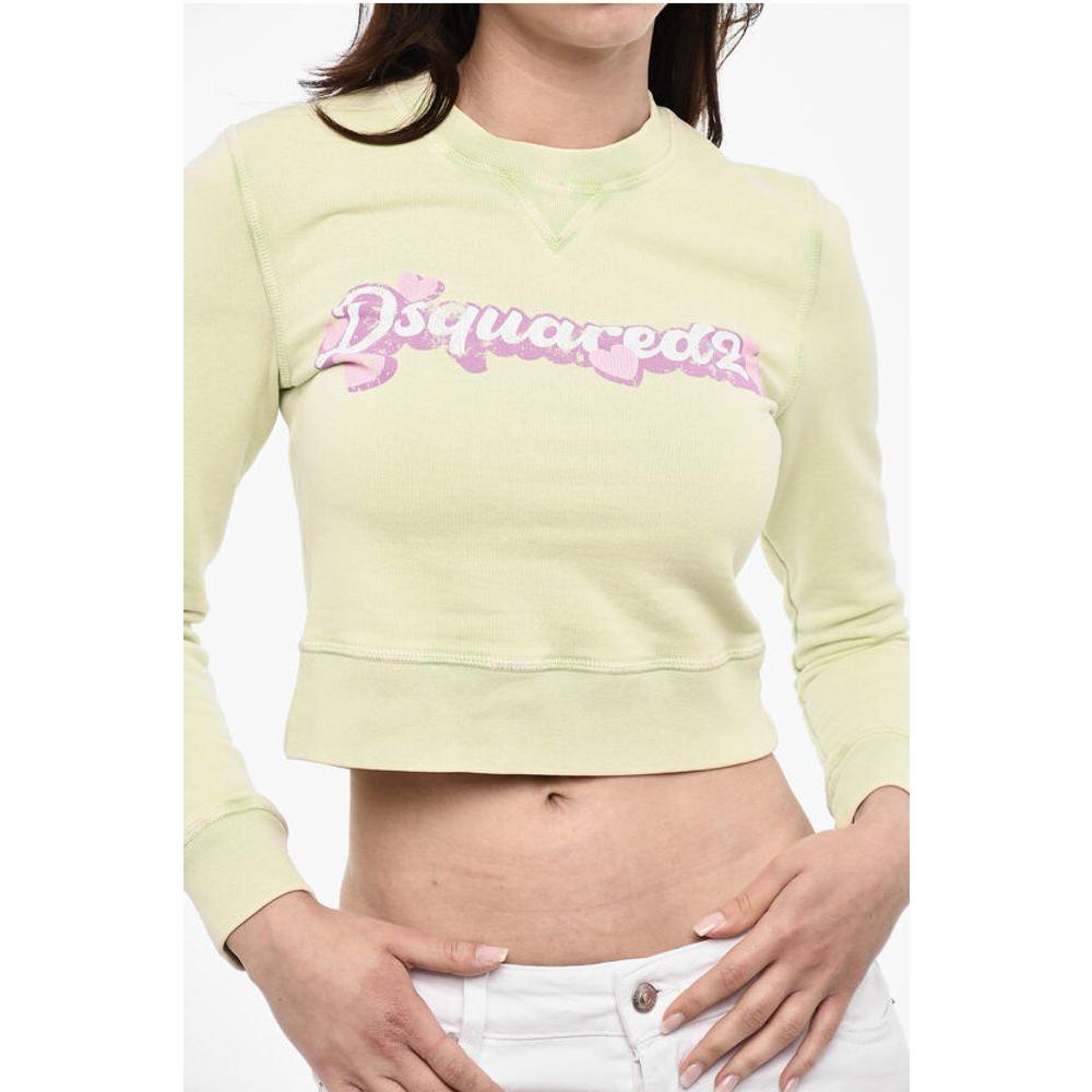Dsquared² Dsquared² Cropped Crew-neck Sweatshirt with Frontal Logo DS-P684695-XS 1728,74866327712,Clothing,Dsquared²,Green,New with tags,Sweaters - Women - Clothing,Women,Women - Clothing,XS