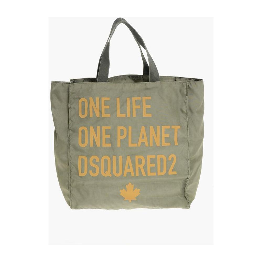 Dsquared² Dsquared² OLOP Nylon Tote Bag with Front Print DSP652854GD 1728,74866327712,Army,Bags,Dsquared²,Men,Men - Bags,New with tags,Tote Bags - Men - Bags