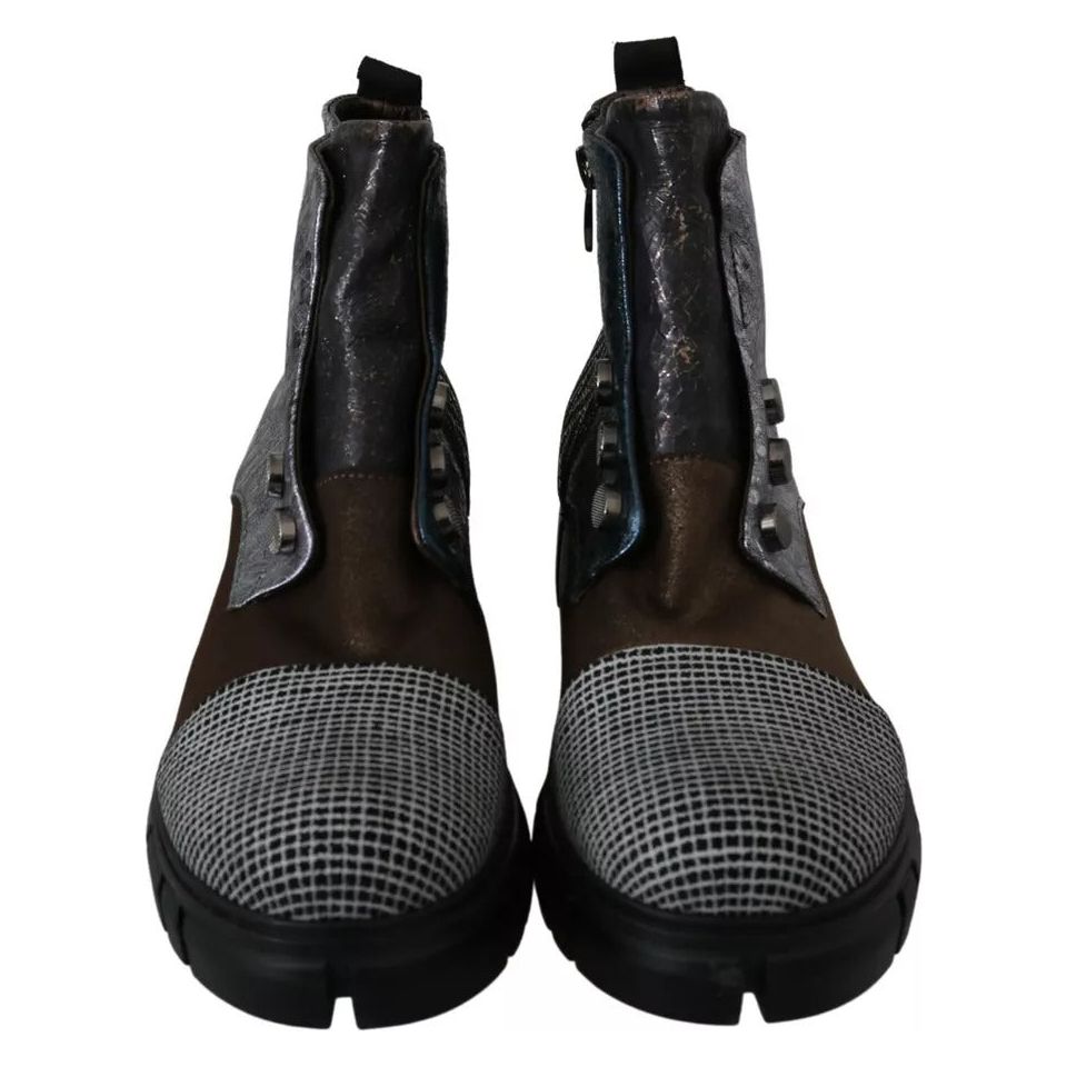 EBARRITO Multicolor Leather Suede Zipper Ankle Boots Shoes