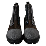 EBARRITO Multicolor Leather Suede Zipper Ankle Boots Shoes
