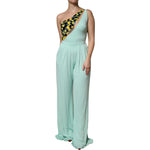 Elisabetta Franchi Mint Green One Shoulder Long Jumpsuit Dress 1728,67345645728,Clothing,Dresses - Women - Clothing,Elisabetta Franchi,Green,IT42|M,Material: 95% Viscose 5% Elastane,Preowned / Defect,Women,Women - Clothing Elisabetta Franchi DR281421-42