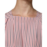 Ermanno Scervino Pink Stripes Silk Long Sleeves Midi Dress 1728,67345645728,Clothing,Dresses - Women - Clothing,Ermanno Scervino,IT38 | XS,Material: 100% Silk,Pink,Preowned / Defect,Women,Women - Clothing Ermanno Scervino DR281401-38