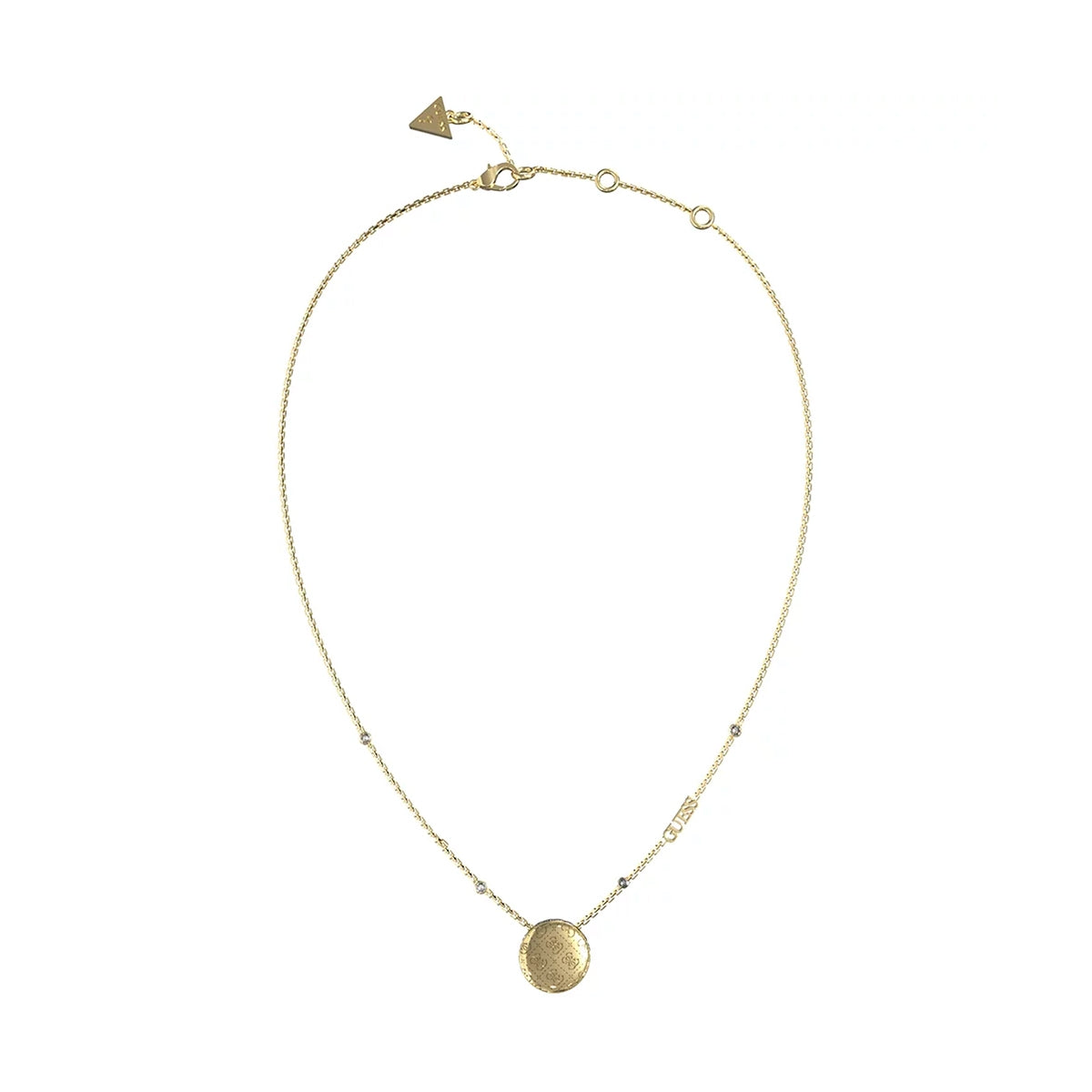 GUESS JEWELS JEWELRY Mod. JUBN04263JWYGT-U gold necklace with pendant on white background