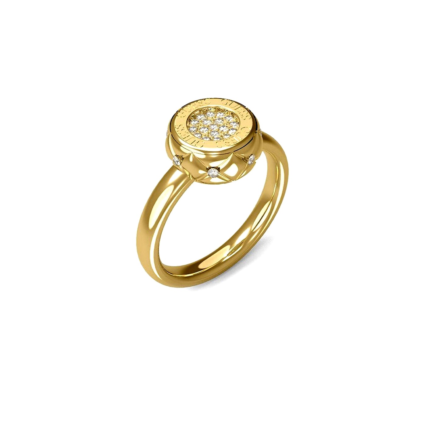 GUESS JEWELS JEWELRY Mod. JUBR04597JWYG56 gold ring with diamond accents