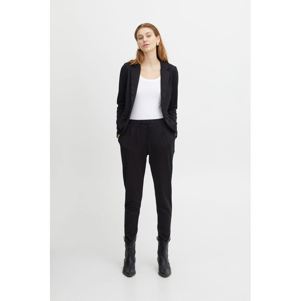 ICHI Black Polyester Pant