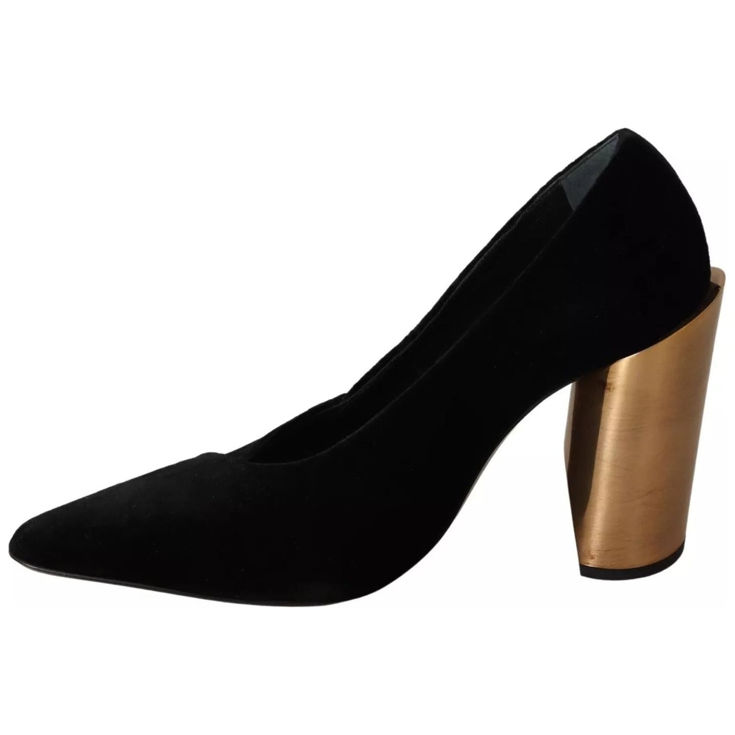 Jil Sander Black Leather Suede Block Heels Pumps Shoes