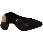 Jil Sander Black Leather Suede Block Heels Pumps Shoes