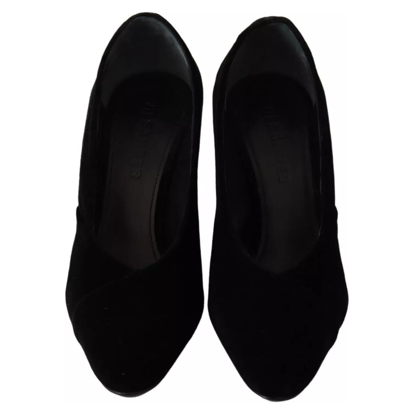Jil Sander Black Leather Suede Block Heels Pumps Shoes