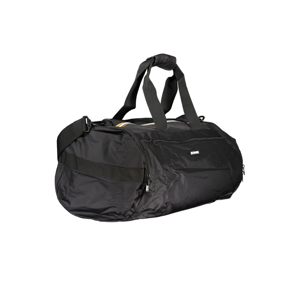 K-WAY Black Polyamide Luggage And Travel bag with shoulder handles, adjustable strap, external and internal pockets, and zip closure.