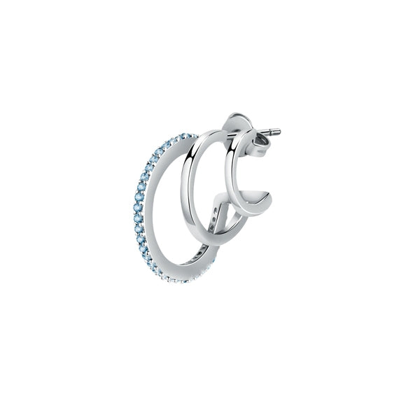 LA PETITE STORY JEWELRY Mod. LPS02AQM21 silver hoop earrings with small blue gemstones