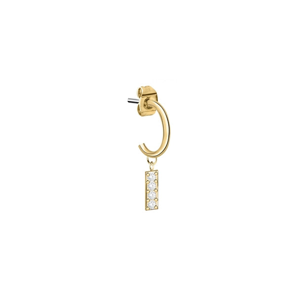 Gold earring with a rectangular pendant, featuring LA PETITE STORY JEWELRY Mod. LPS02ARQ60 design, ideal for elegant styling.