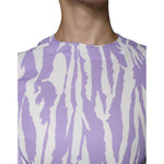 MSGM White Purple Patterned Viscose Short Sleeves Maxi Dress MSGM Dark Gray