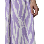 MSGM White Purple Patterned Viscose Short Sleeves Maxi Dress MSGM Dark Gray