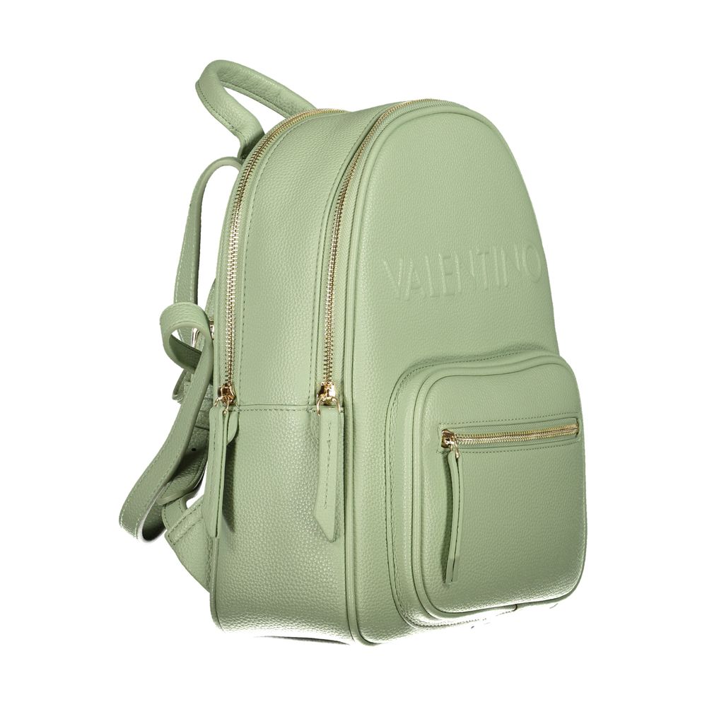 Mario Valentino Green Polyethylene Backpack with logo, handle, adjustable straps, central and internal pockets, and automatic closure.